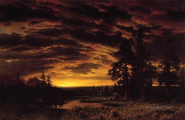  nocturna Pintura - Tarde en la pradera Albert Bierstadt